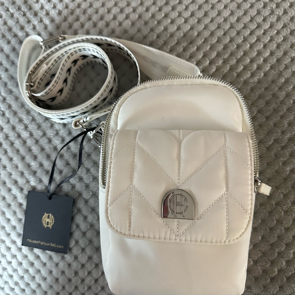 House of Harlow 1960 Cream Crossbody Bag with Adjustable Strap